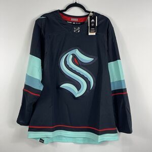 Adidas Authentic Seattle Kraken NHL Jersey Black Blue Back Size 50 New With Tags